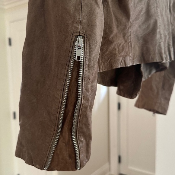 LINE Light Brown Textured Lambskin Motorcycle Jacket - Size L - Picture 8 of 12